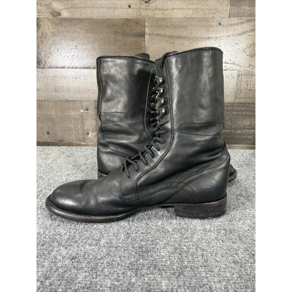 Kenneth Cole Black Leather Tall Combat Boots Made In Italy Men's Size 10 Vintage